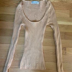 Urban Outfitters Long Sleeve Tan Top